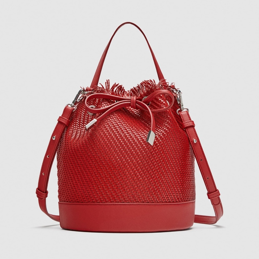 [LAST] NWT Zara Red Braided Bucket Bag - Picture 4 of 8